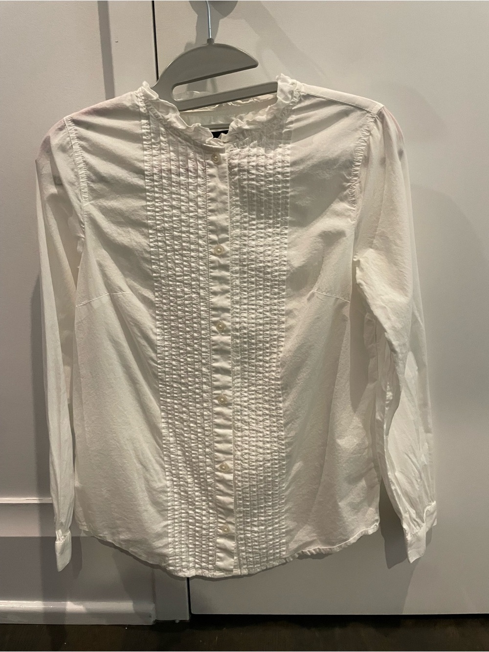 Classic White Pleated Front Women's Shirt